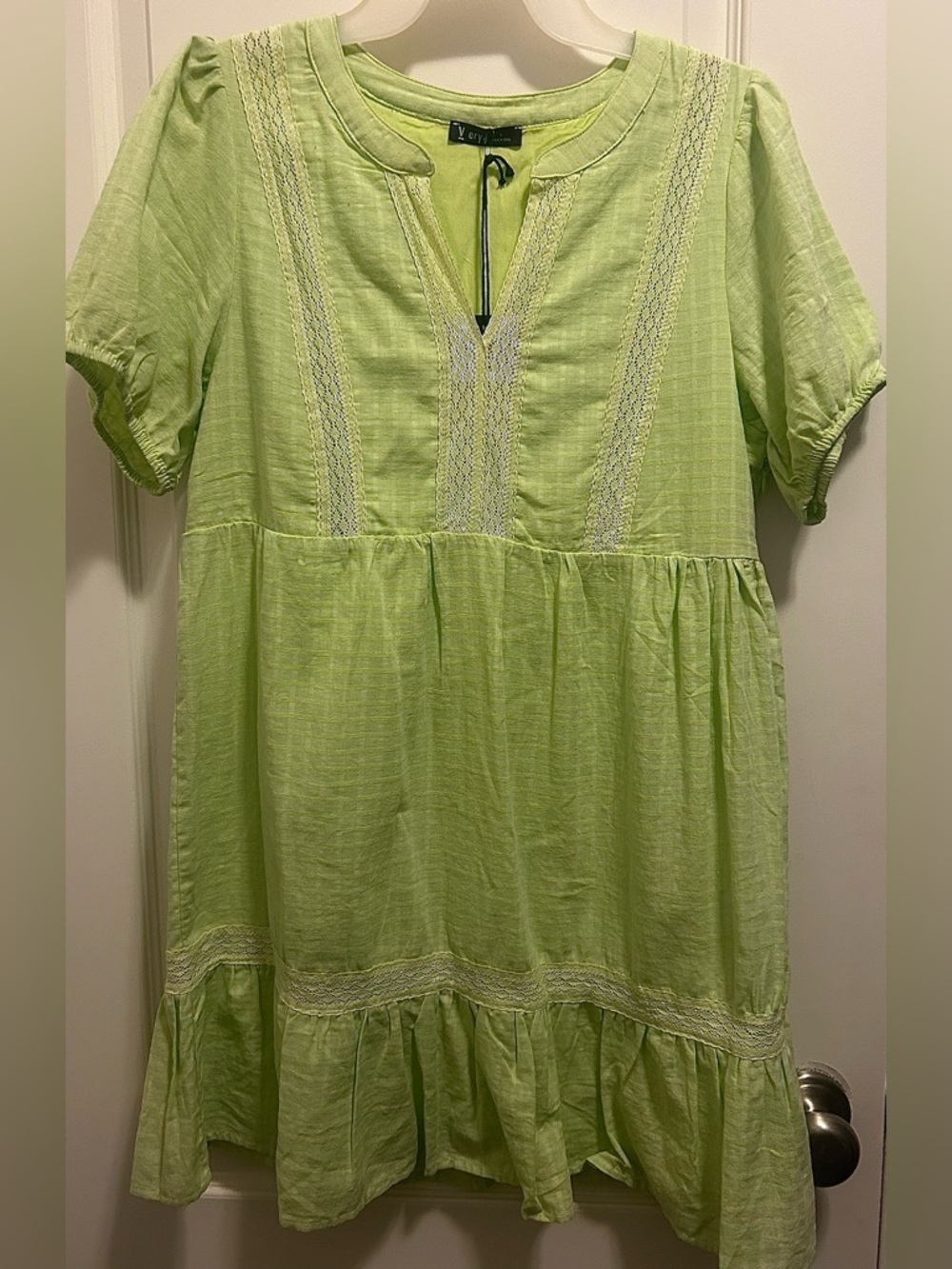 Brand new with tags Very J Light Green Lace Trim Babydoll Dress